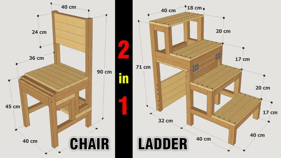 HOW TO MAKE A FOLDING LADDER CHAIR DETAILED STEP BY STEP TNAOT